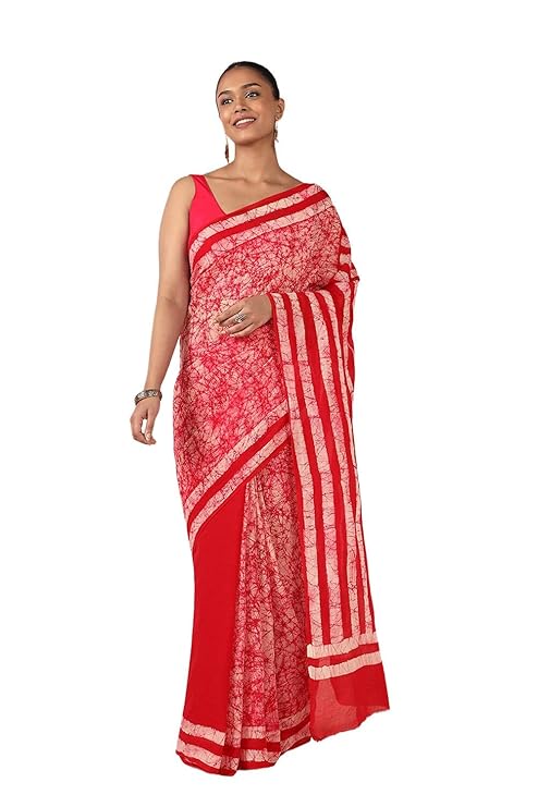 Taneira Ujjain Batik Cotton Saree For Women With Unstitched Blouse Piece - Image 2