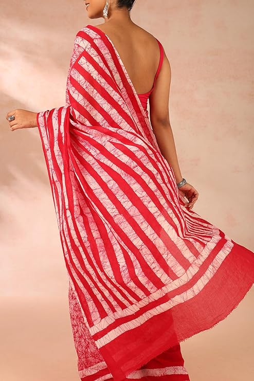 Taneira Ujjain Batik Cotton Saree For Women With Unstitched Blouse Piece - Image 3