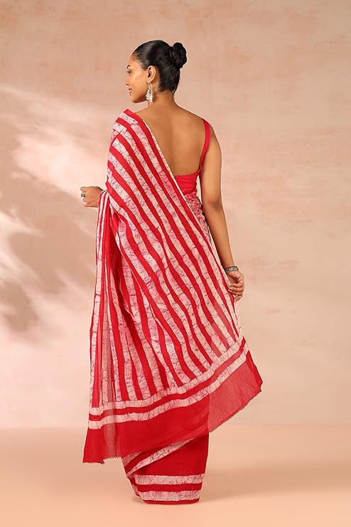 Taneira Ujjain Batik Cotton Saree For Women With Unstitched Blouse Piece - Image 4